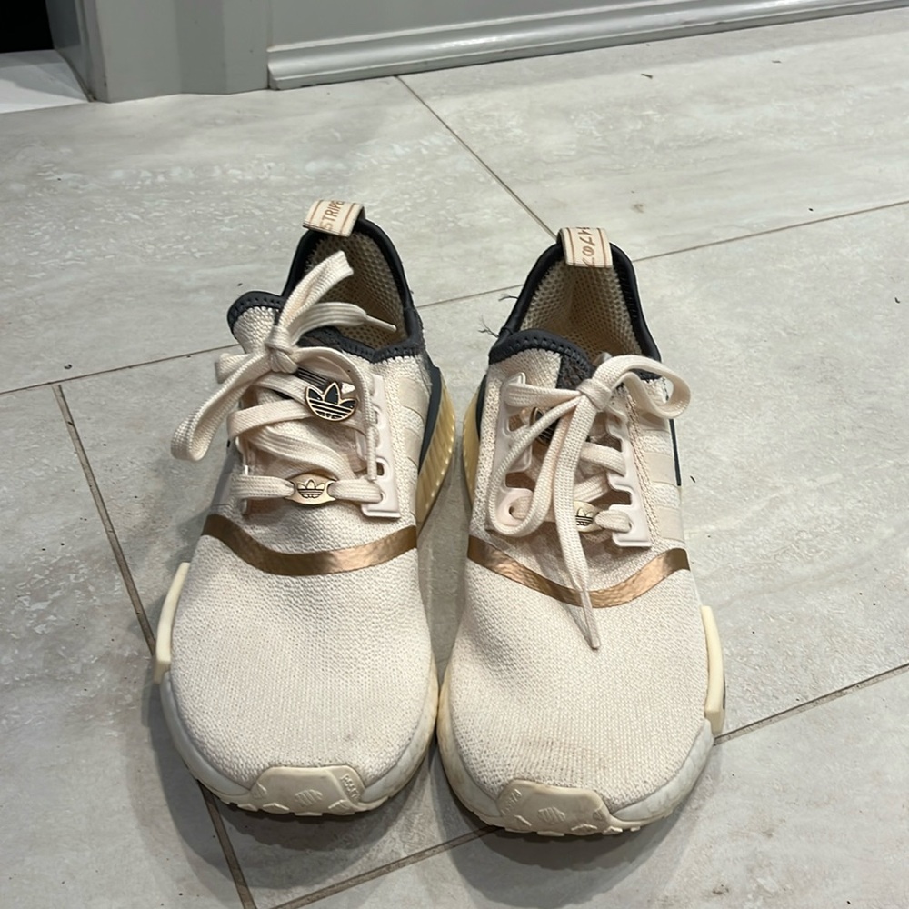 Cream adidas sneakers